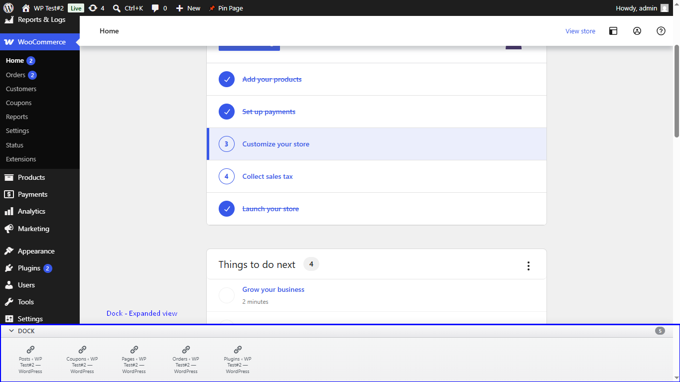 Quick-Launch Dashboard Dock screenshot