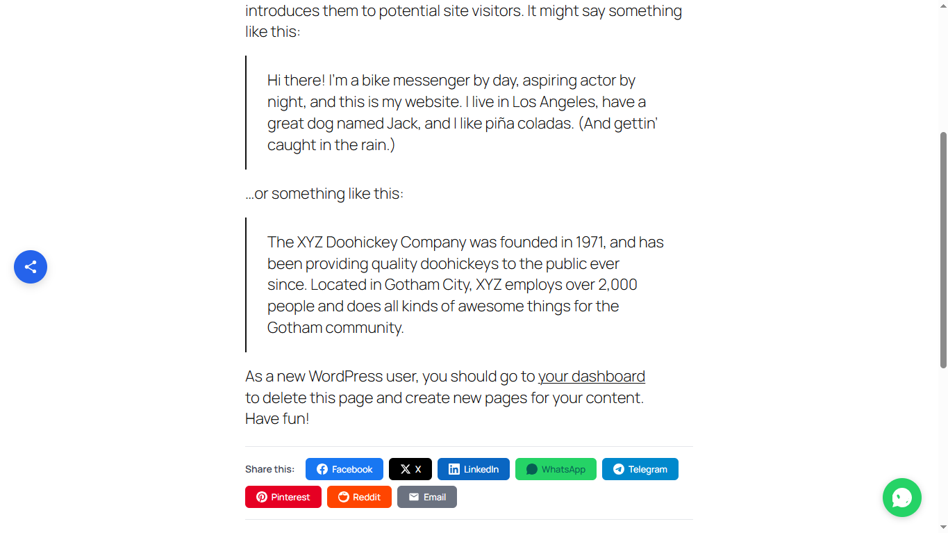 Starline Social Sharing Buttons screenshot