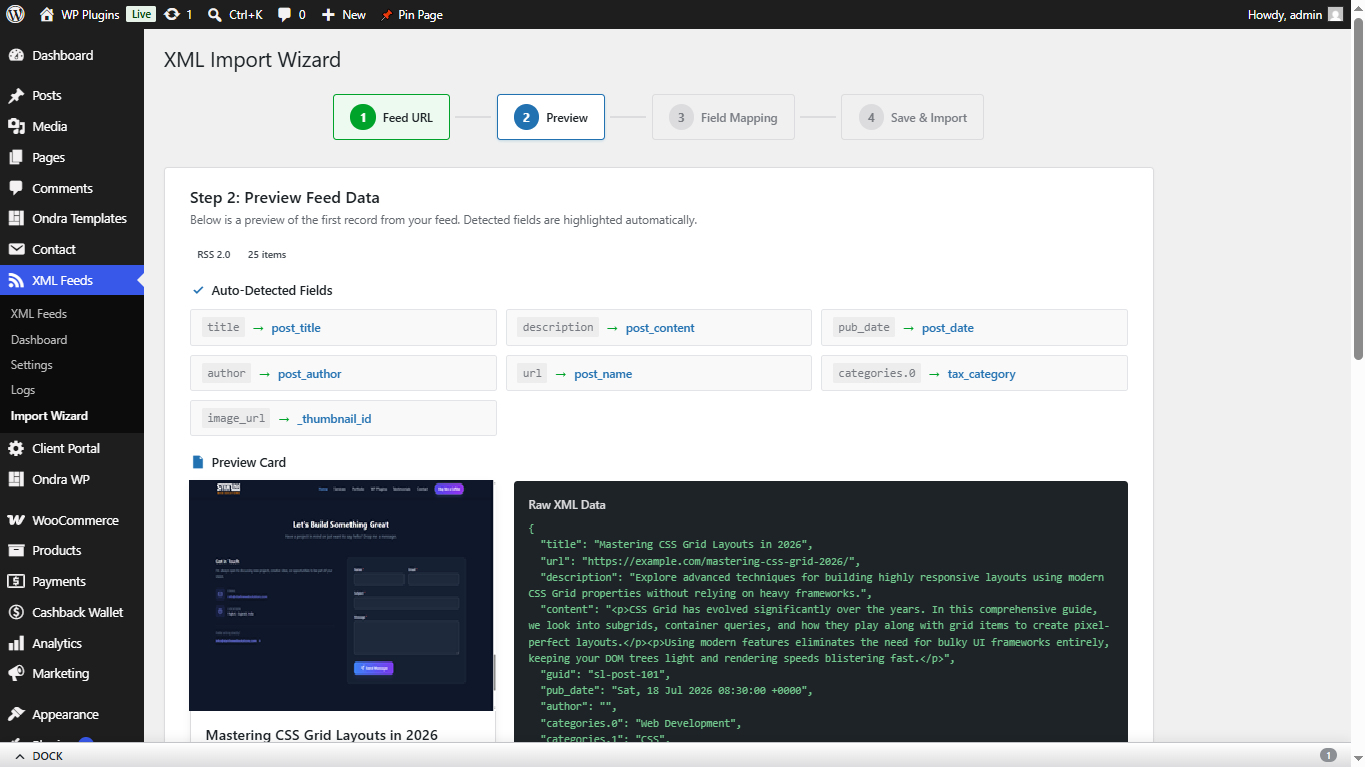 StarLine XML Feed Importer screenshot