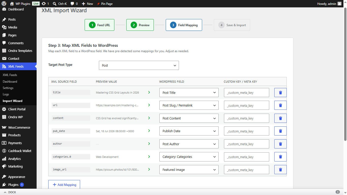 StarLine XML Feed Importer screenshot